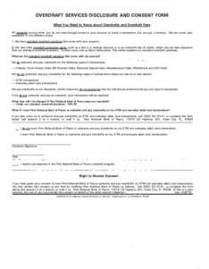 Overdraft Services Disclosure <br>and Consent Form